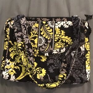 Vera Bradley Quilted Laptop Tote in Yellow, Gray & Black